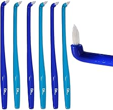 Slim Toothbrush for Cleaning Narrow Spaces of Dental Appliances (Pack of 6) ~ Blue Toothbrushes for Orthodontic Appliances and Bridges