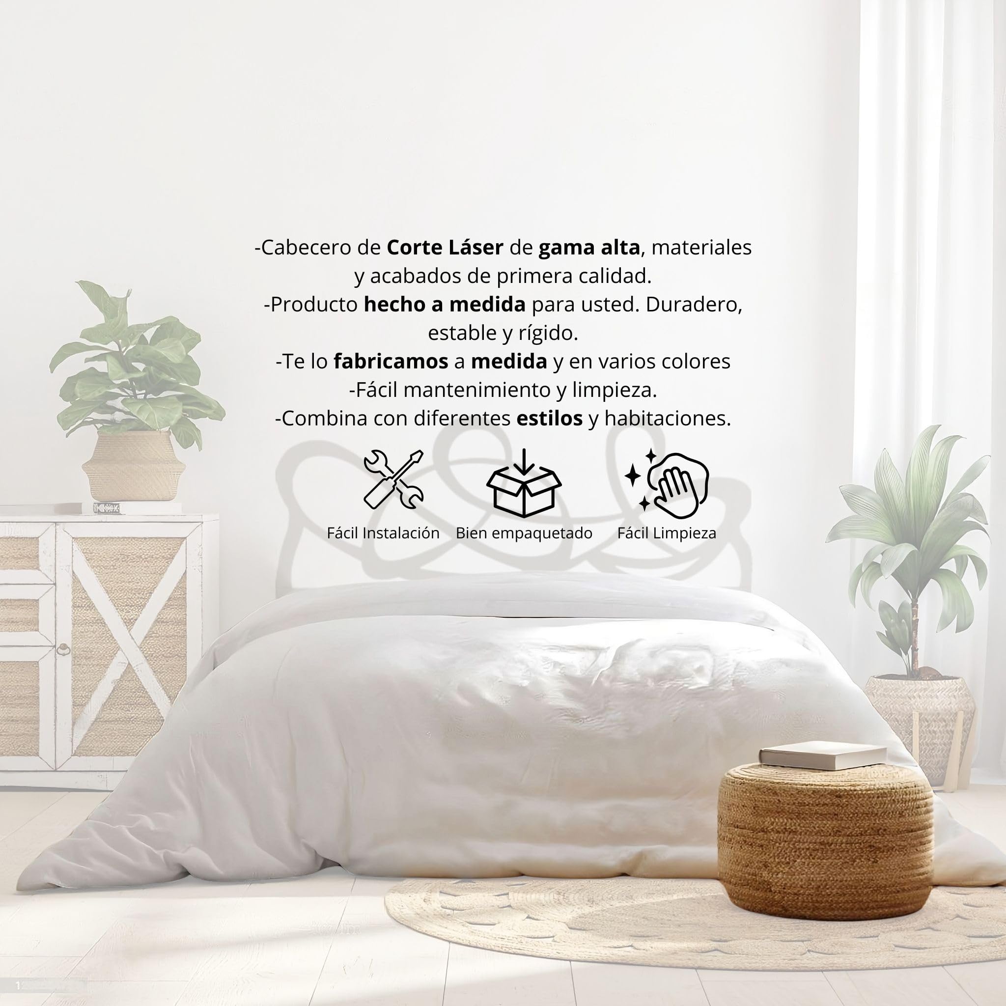 Genérico El Herrero Cabecero de Forja Corte Láser Maño | Cabezal para Cama de Matrimonio e Individual | Producto Artesanal de España