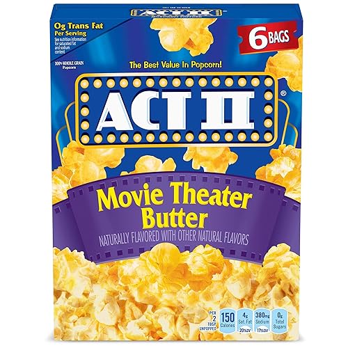 ACT II Movie Theater Butter Microwave Popcorn Bags, 6-Count (Pack of 6) - Movie Theater Butter - 2.75 Ounce (Pack of 36)