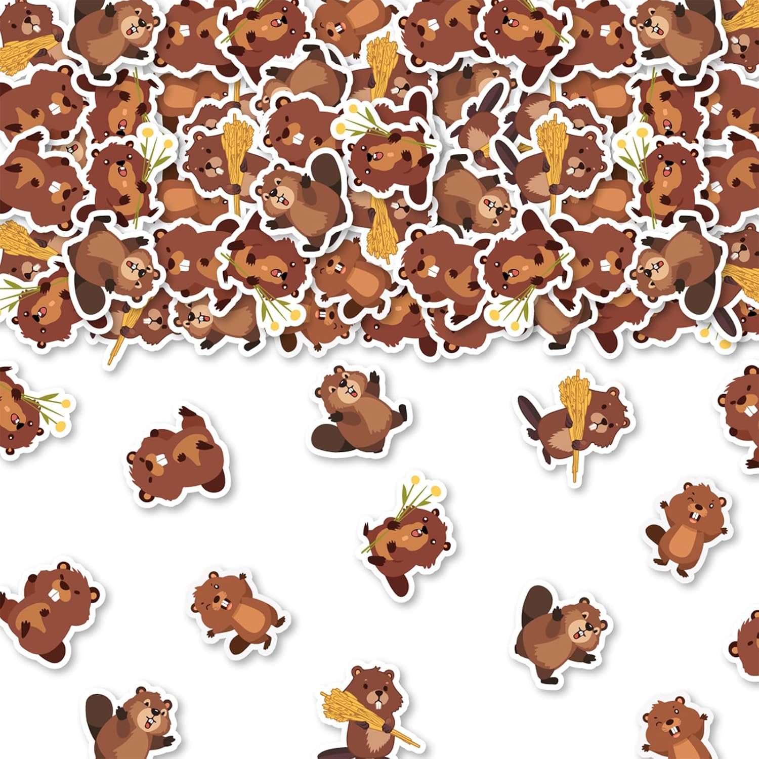 Beaver Party Decoration, 200pcs Beaver Confetti Brown Castor Animal Table Decoration Confetti Double-Sided Printing for Beaver Castor Woodland Jungle Animal Birthday Baby Shower Party
