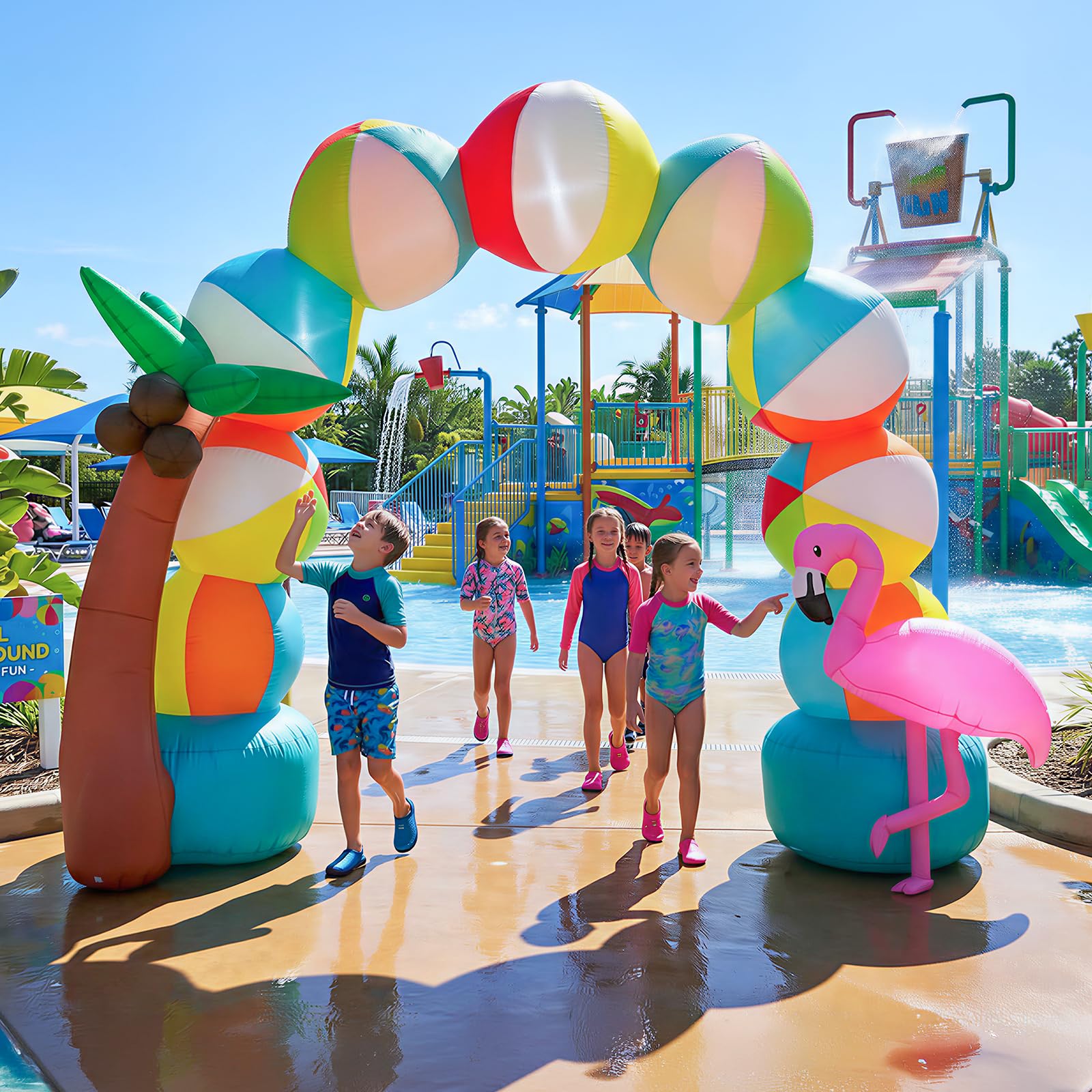 Arco inflable de playa inflable de verano de 9 pies con 5 luces LED para inflables de verano, decoraciones al aire libre, regalos de fiesta en la playa