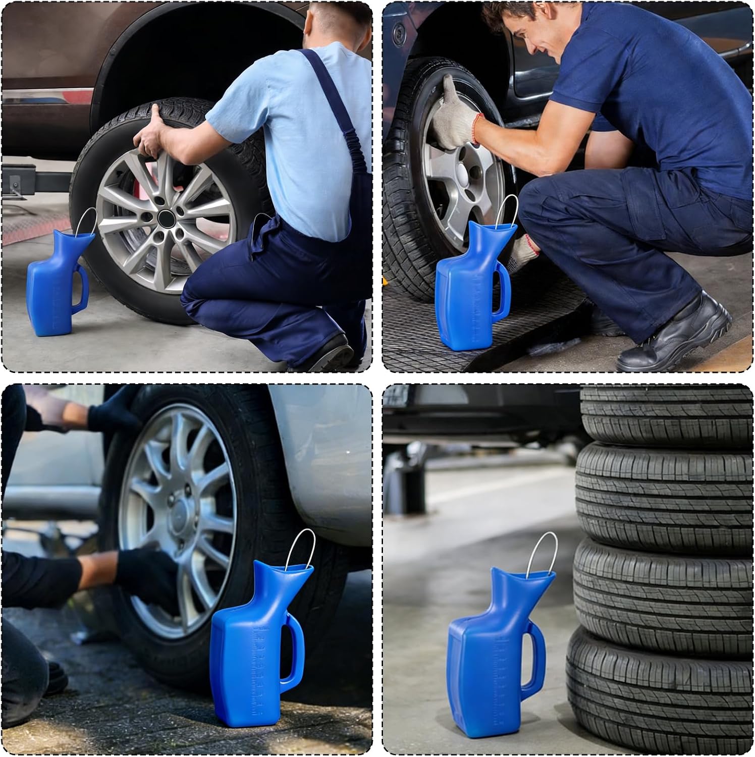 Angled Tire Lube Bucket Kit, 0.26 US Durable Angled Tire Lube Bucket with 3 Lube Swabs Gallon Bottle Universal for Car Truck Tire Mounting Lubrication Center Post Changers