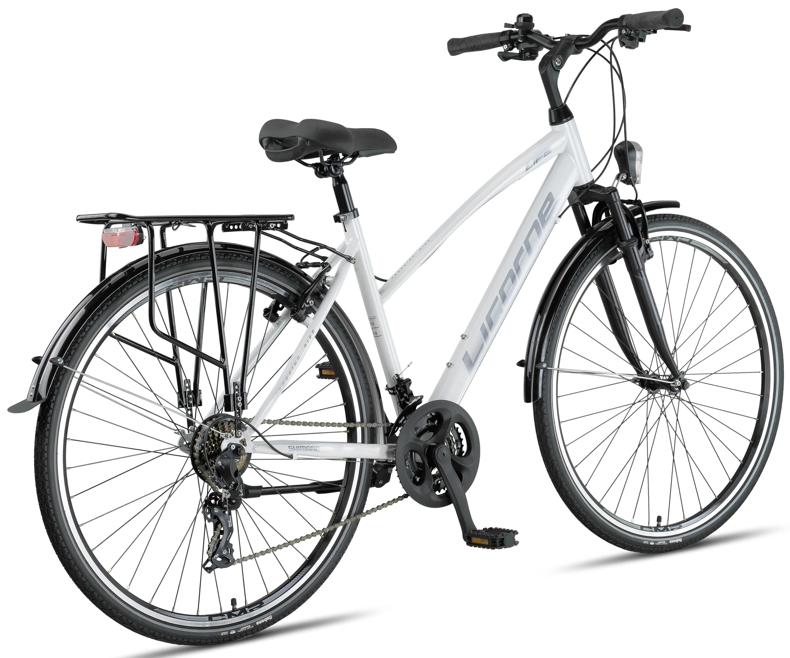 Licorne Bike Bicicletta da trekking Premium da 28 pollici, adatta a uomini, donne, ragazzi e ragazze, con cambio Shimano a 21 marce, L-V-ATB
