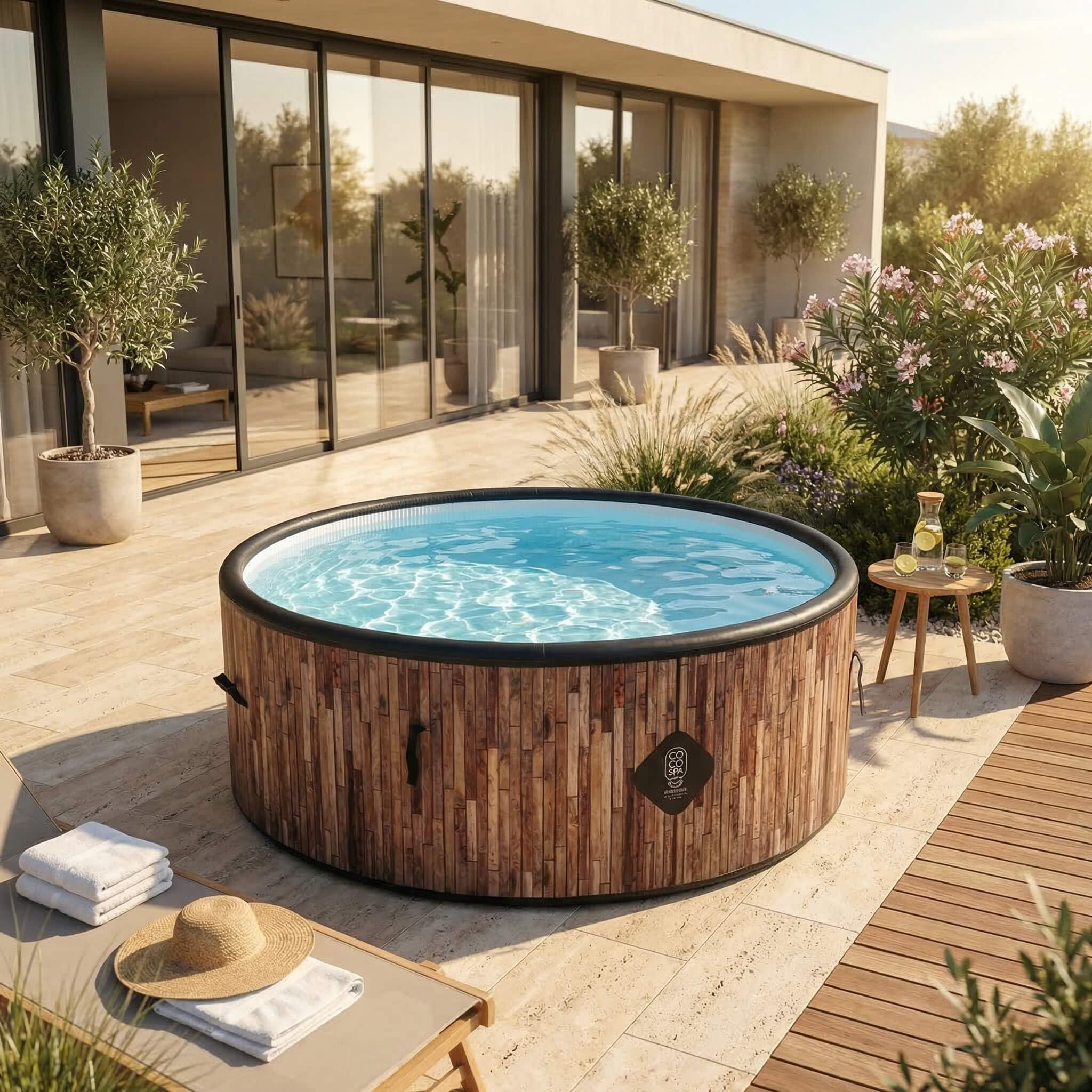 Coco Bain Piscina St Tropez - Piscina Fuori Terra 180cm di diametro - 1200 Litri - Imitazione Legno Vero