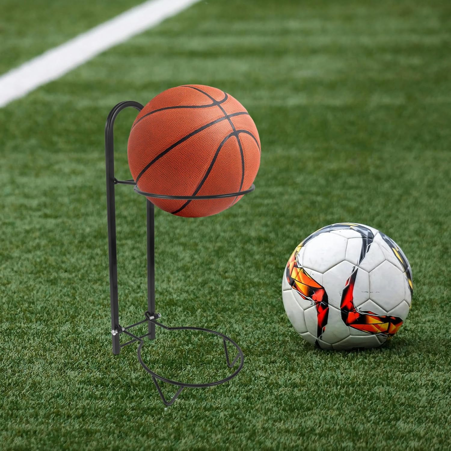 Vertical Storage Rack Multi-Layer Basketball Holder for Use Space-efficient Organizer for Soccer Volleyball Sports Equipment Stylish Wall-Mounted Design