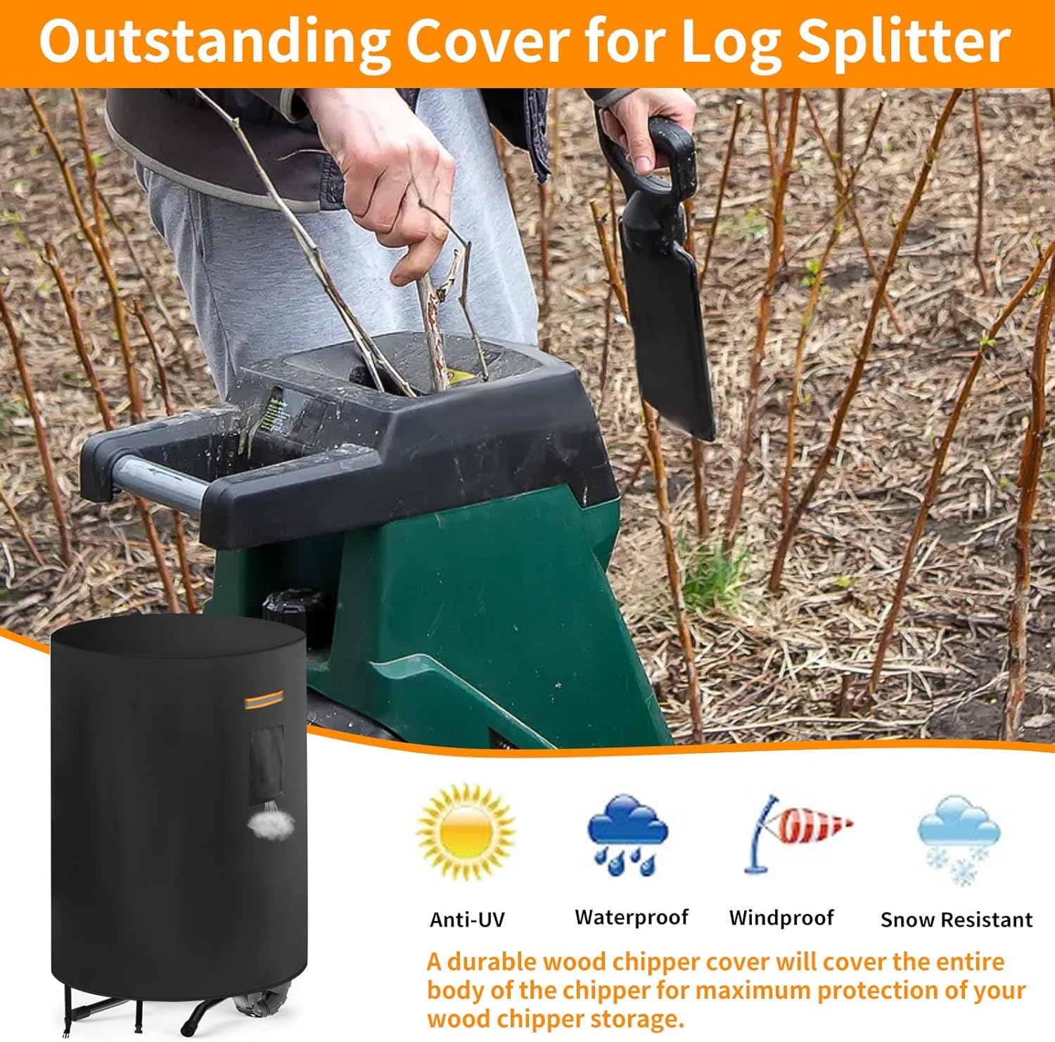 Wood Chipper Cover,Heavy Duty 420D Wood Chipper Shredder Mulcher Cover Waterproof,Dust Protective Covers for Wood Chippers,Chipper Accessories for Electric Shredder Mulcher & Leaf Mulcher,33''x45''