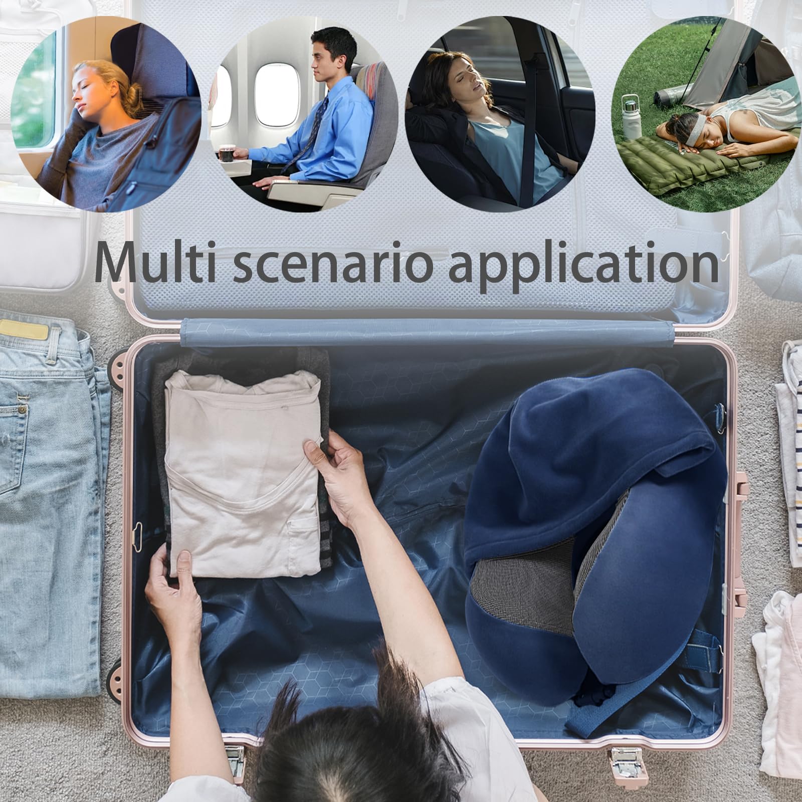 Oreiller De Voyage Avec Capuche Joytential - Mousse Mémoire De Forme - Ajustable Pour Avion, Voiture, Bureau