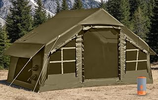 Inflatable Tents for Camping with Stove Jack, 2/4/6/8 Person Easy Setup Blow Up Tents for 4 Seasons Waterproof Inflatable Camping Tent with Awning, Air House Glamping Tents for Camping Adult
