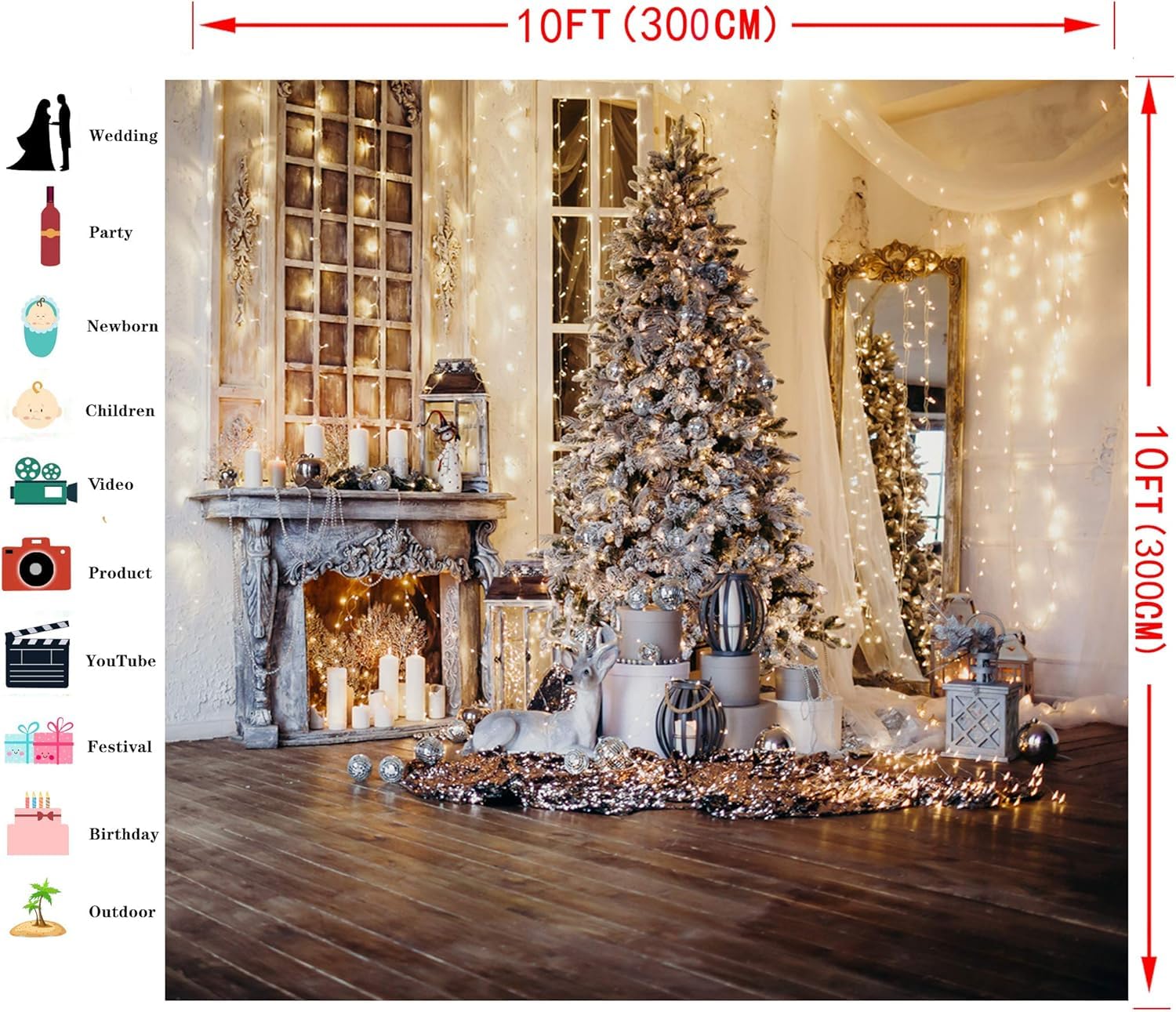 Amazon | Dudaacvt 10x10フィート クリスマス背景幕 写真用 クリスマス