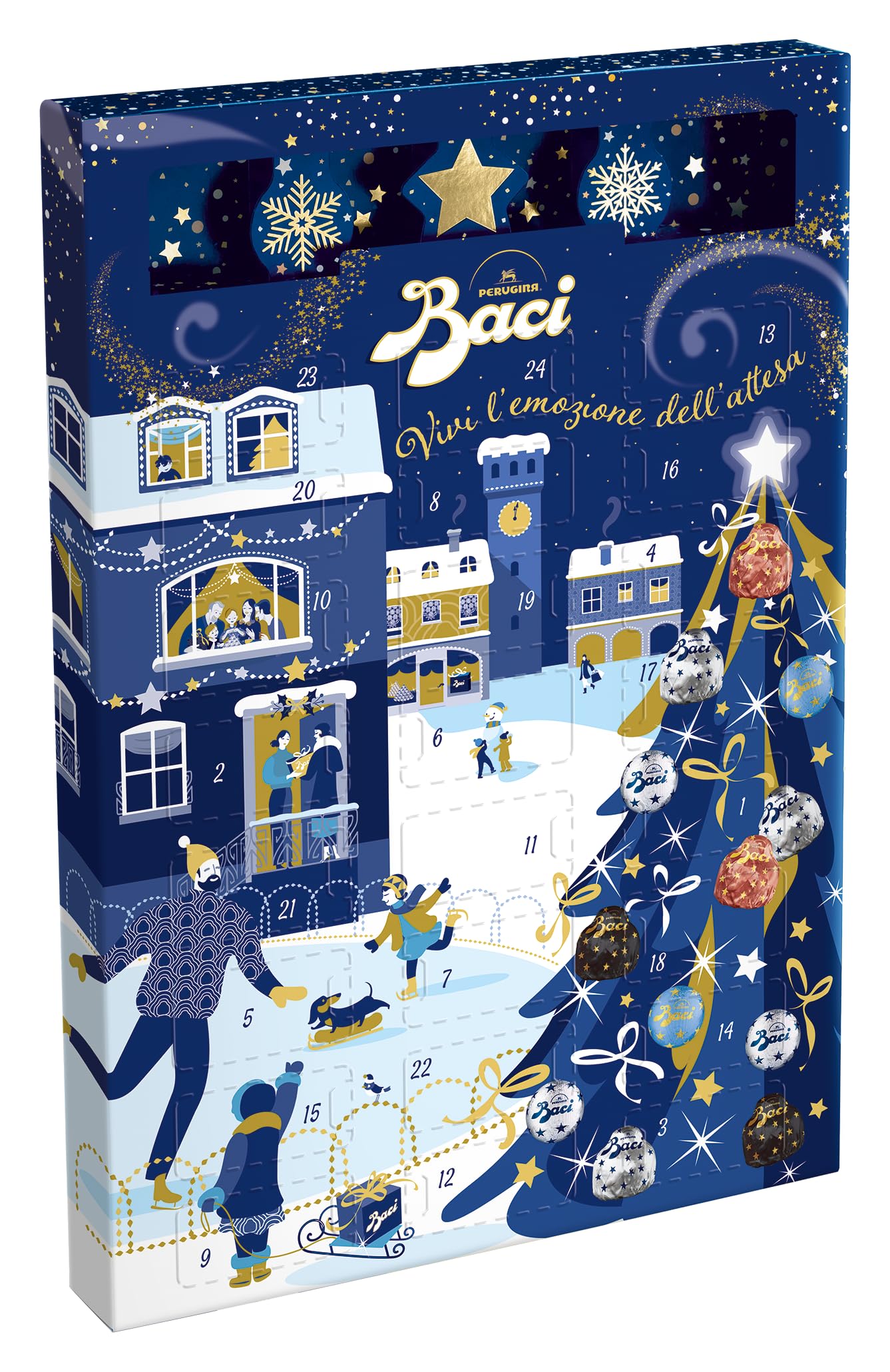 BACI - Calendario Adviento, Bombones de Chocolate Negro y Avellana 245g
