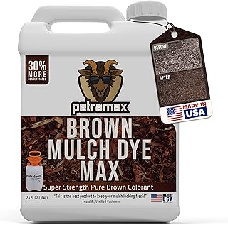 PETRAMAX Petra Brown Mulch Dye, 14,400 Sq Ft Coverage - Brown Mulch for Landscaping & Garden Beds, Wood Mulch Dye - 1 Gallon