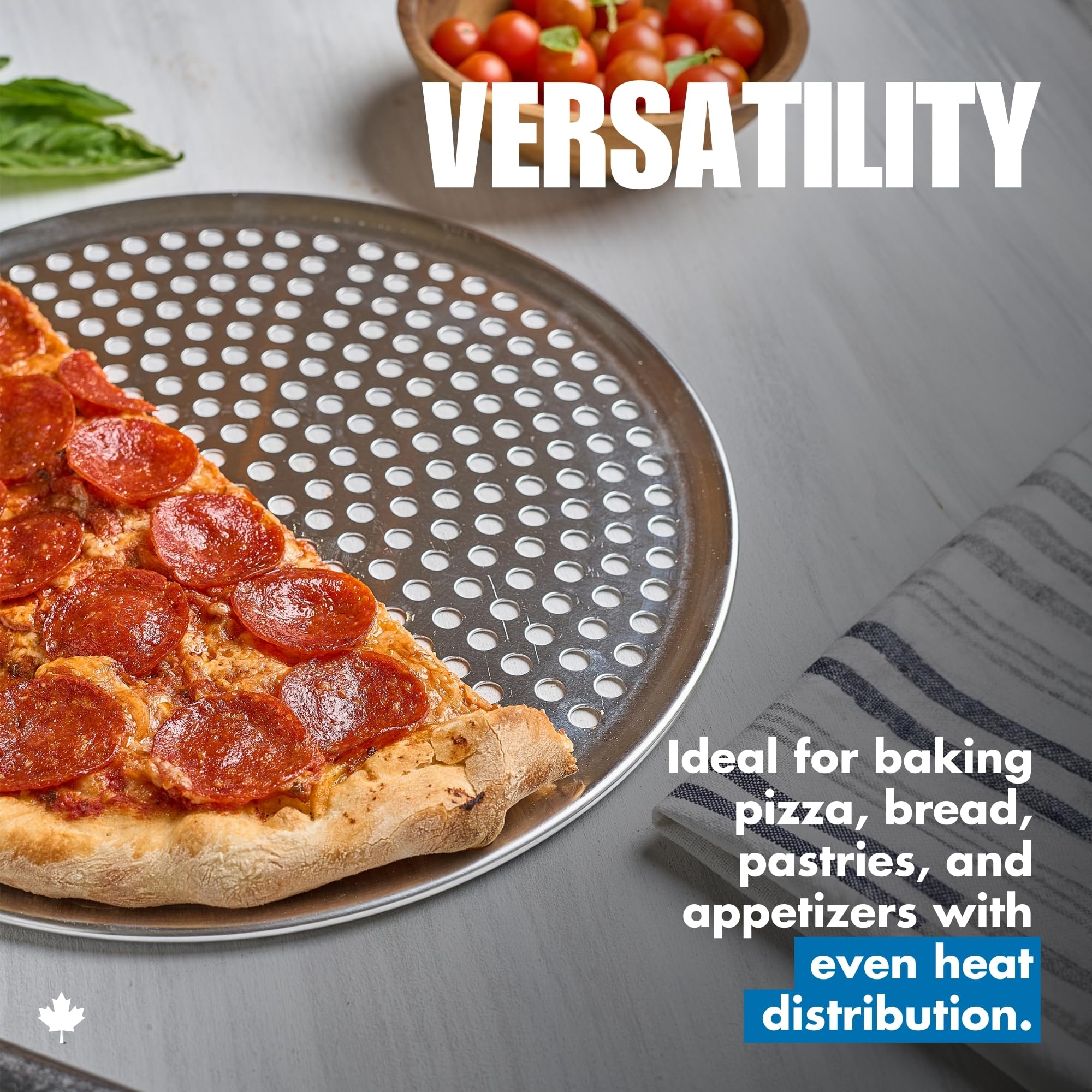 Norjac Pizzablech mit Löchern, 45,7 cm, 2 Stück, Aluminium-Pfannen für den Ofen, rund, rostfrei und robust, perforiertes Backblech für knusprige Kruste