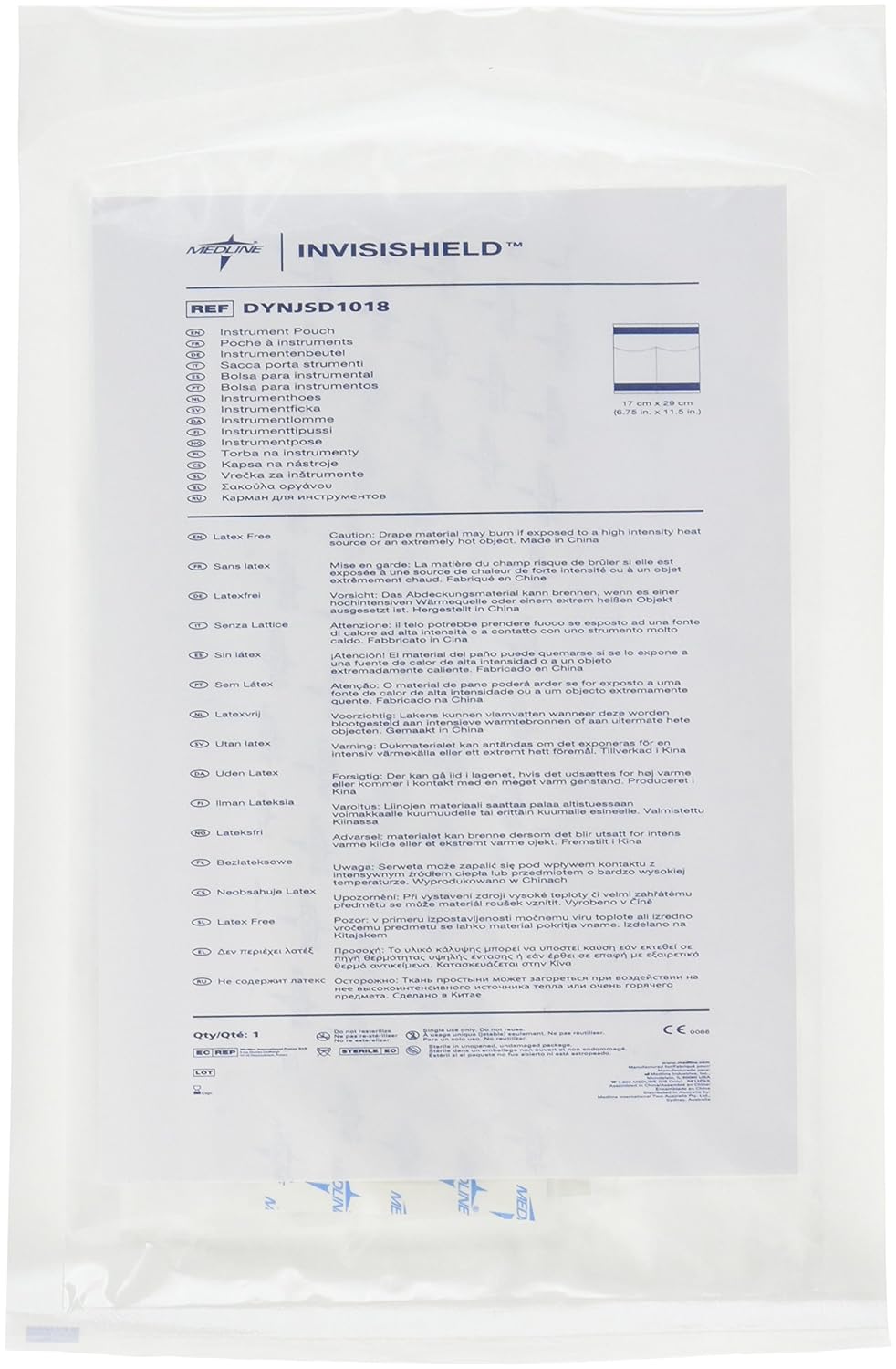 Medline Invisishield Surgical Instrument Pouches, 2-Pocket, Heavy Matte-Finish Film, High-Tack Adhesive, 6.75 Inches x 11.5 Inches, Case of 40 Each