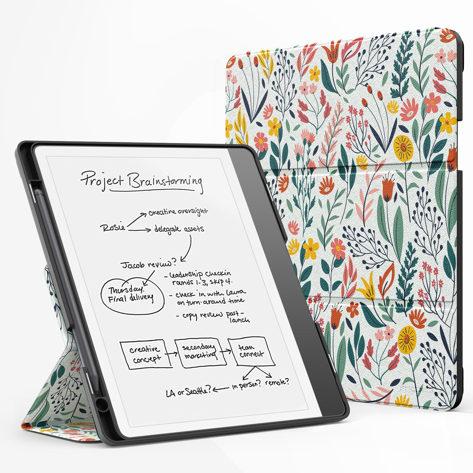 MoKo Stand Case for Kindle Scribe 10.2" 2024/2022, Flowers