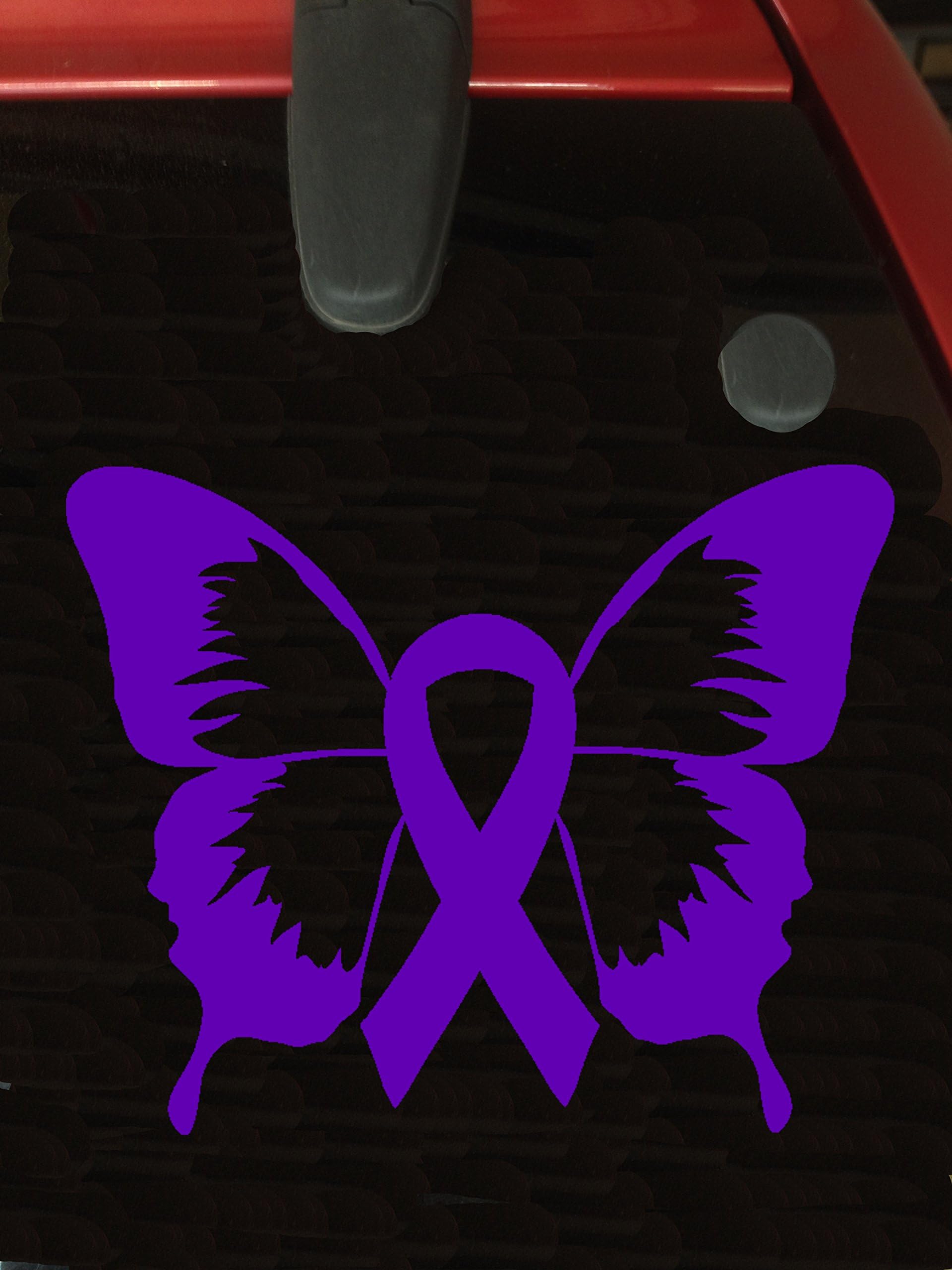 Purple Awareness Ribbon Butterfly Window Decal (Epilepsy, Lupus, Cystic Fibrosis, Rett Syndrome, Craniosynostosis, Fibromyalgia) Active