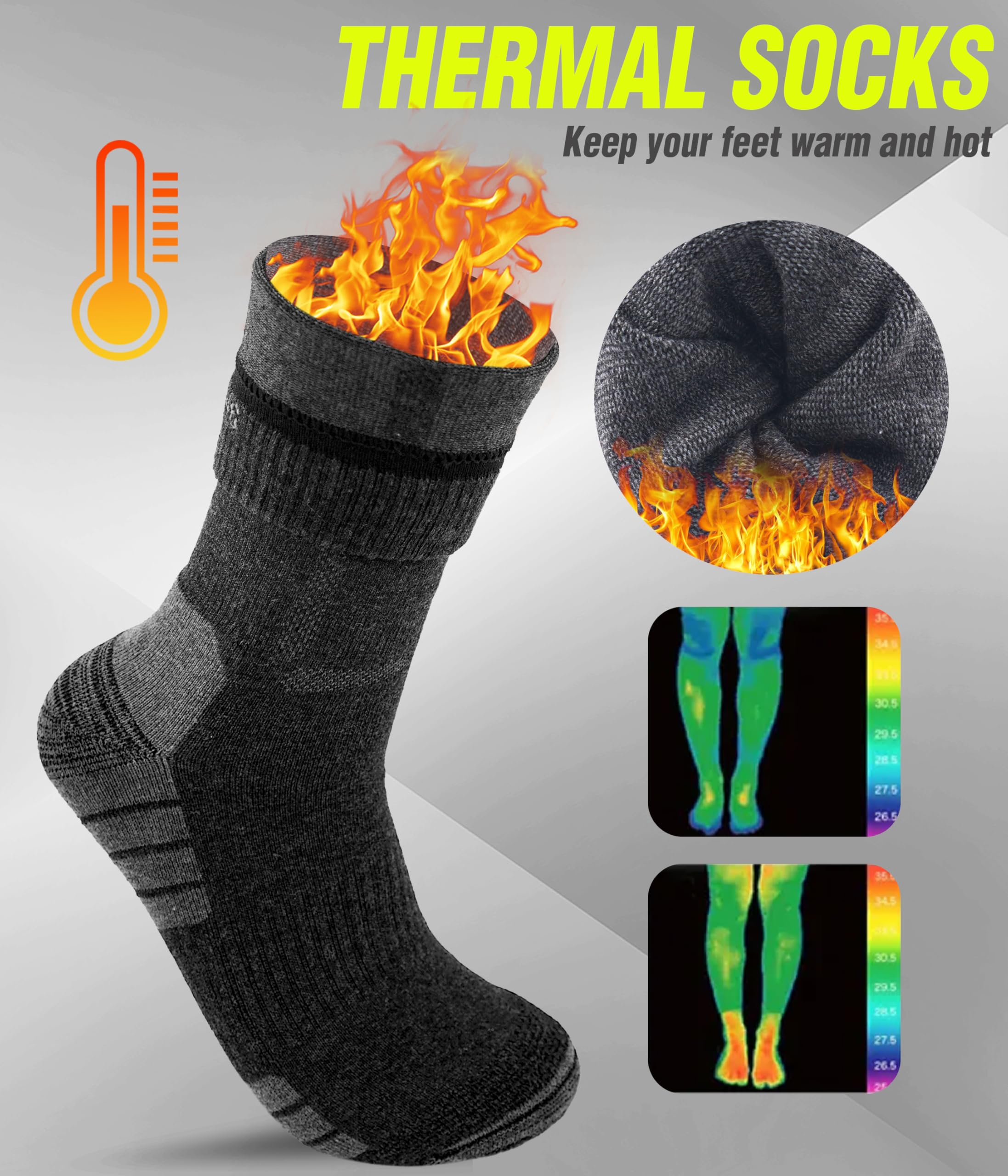 YESWEL 3 Pary Merino Skarpet Trekkingowych Dla Mężczyzn i Kobiet, 60% Wełna Merino Skarpety Termiczne, Zimowe Skarpety Zewnętrzne Z Amortyzacją Na Trekking i Sport