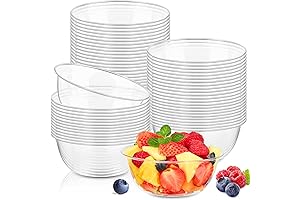 Kucoele 50 Pack 12 OZ Disposable Salad & Serving Clear Plastic Bowls