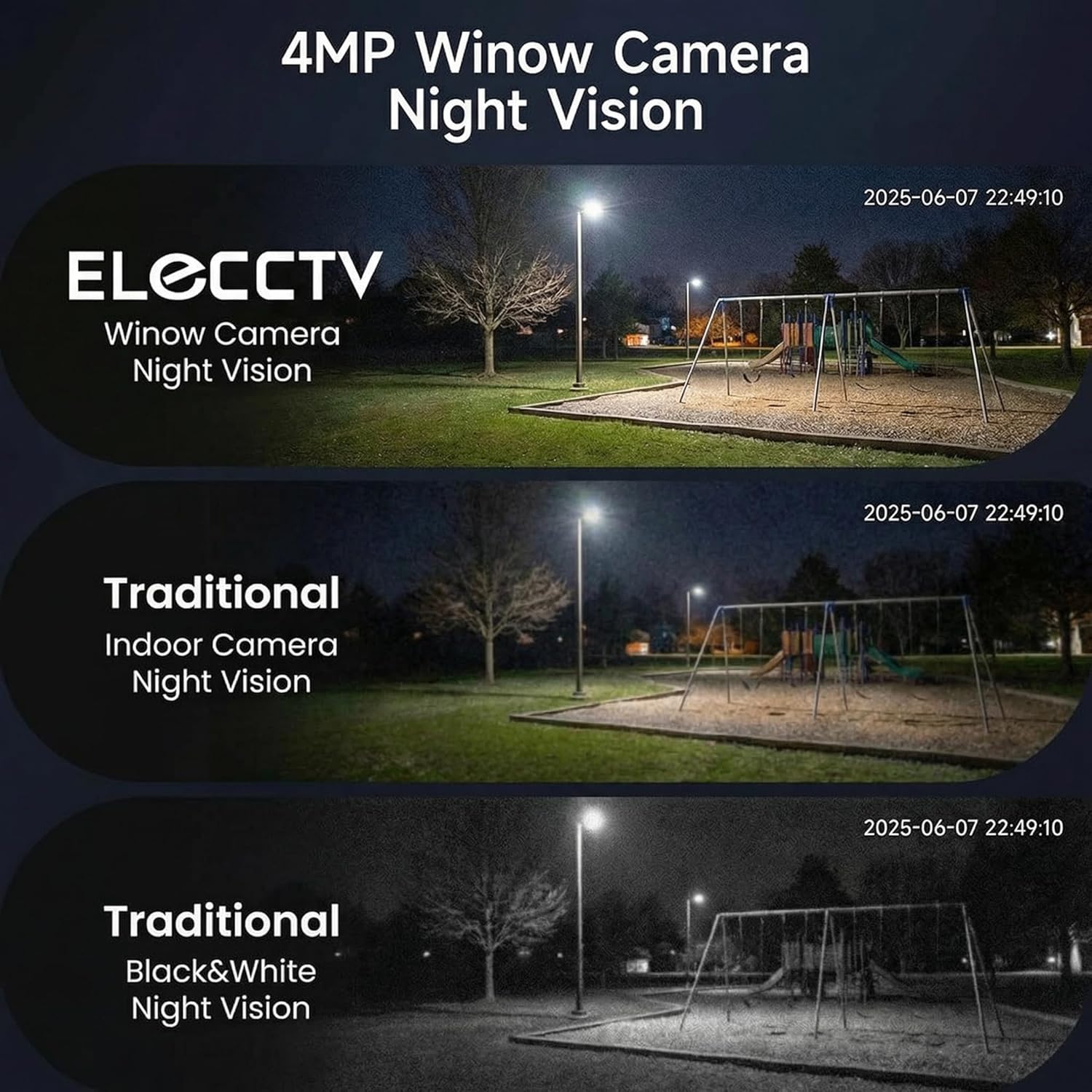 ELECCTV 4MP 2.5K Window Camera,2.4GHz&5GHz WiFi Indoor Cameras for Home Security 2 Pack with Premium AI Starlight Full-Color Night Vision,Person & Motion Detection,24/7 Recording,Easy&Quick Install