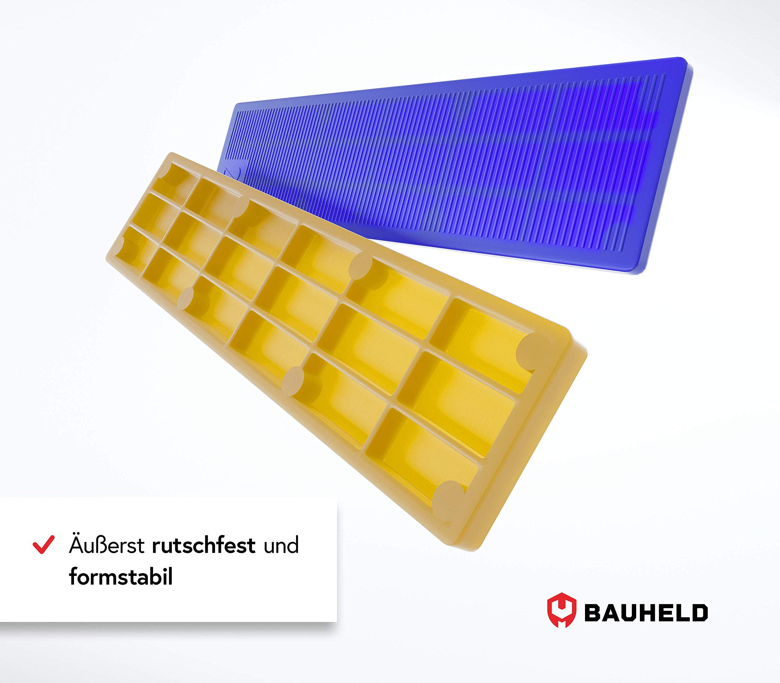 BAUHELD Verglasungsklötze 24x100mm - Set 300 Stück - Fenster-Abstandshalter aus stabilem Kunststoff - Unterleg-Keile mit Feinriffelungen - Als Fensterkeile, Unterlegplatten, Ausgleichsplättchen