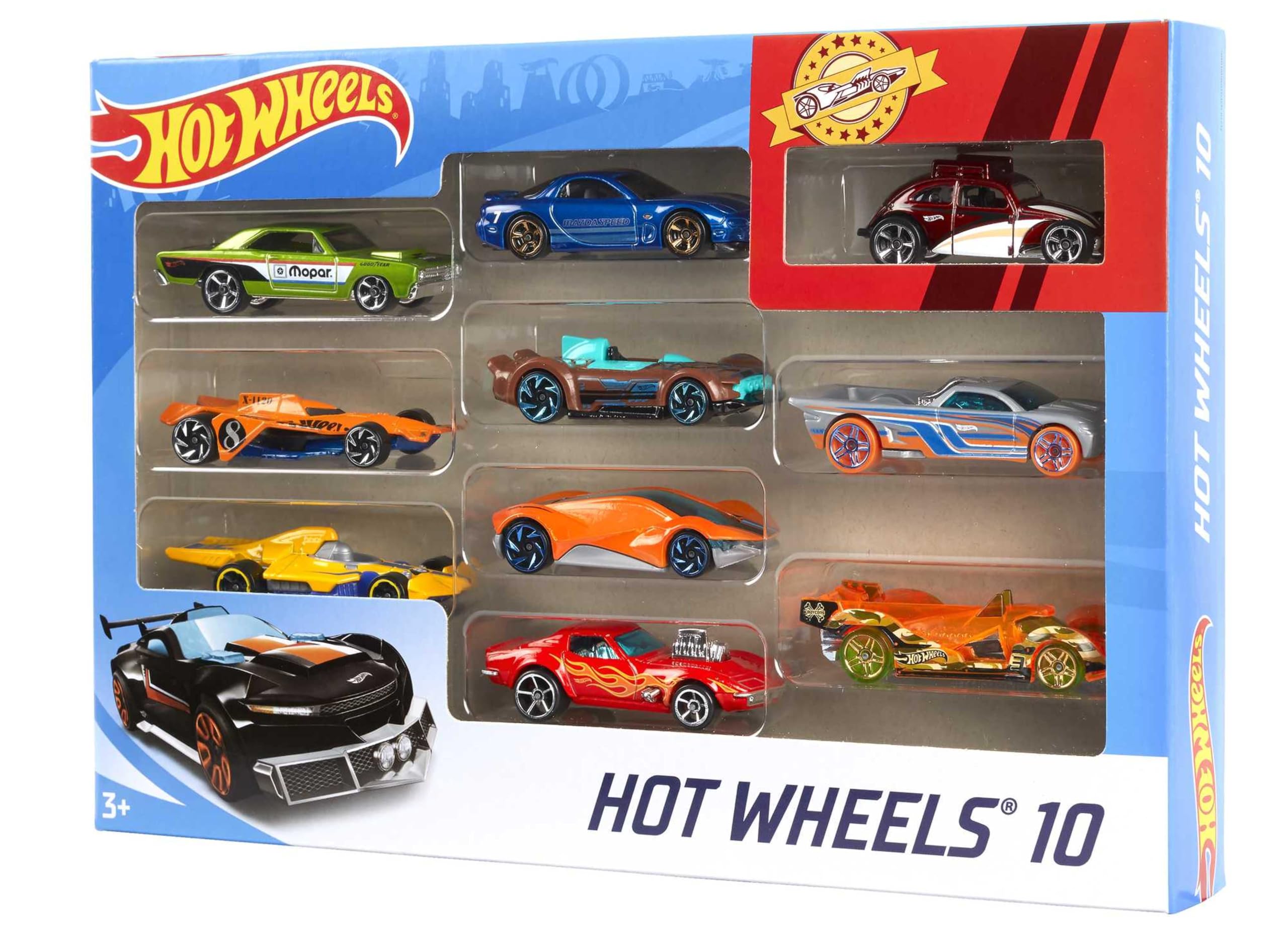 Hot Wheels - Zestaw 10 zabawkowych ciężarówek i samochodów w skali 1:64 dla dzieci i kolekcjonerów, style mogą się różnić, 54886