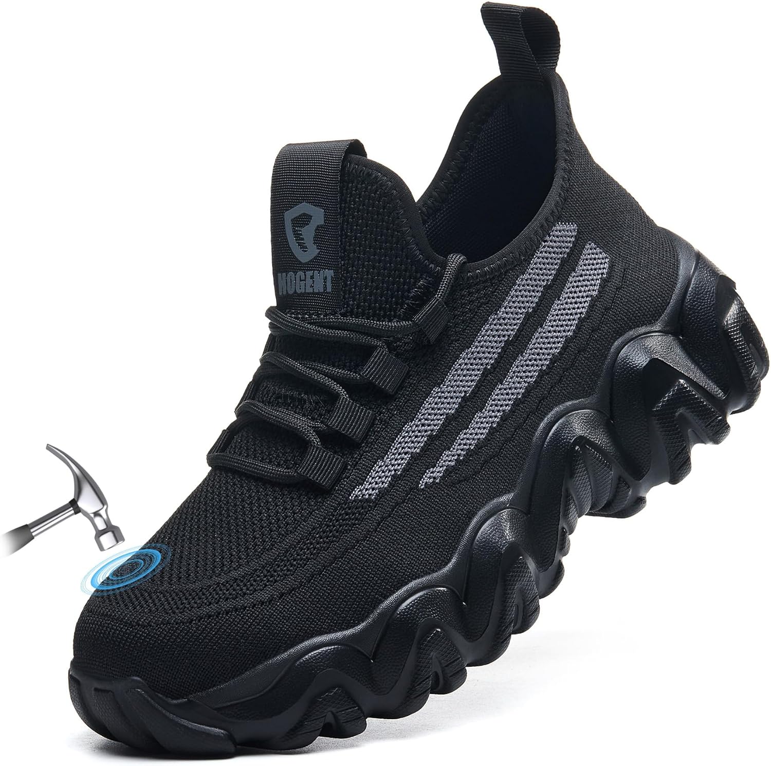 Hogent Steel Toe Shoes for Men Women, Ultra-Lightweight Work Shoes with Shock-Absorbing, Breathable Safety Sneakers Idel for Construction, Warehouse, Factory