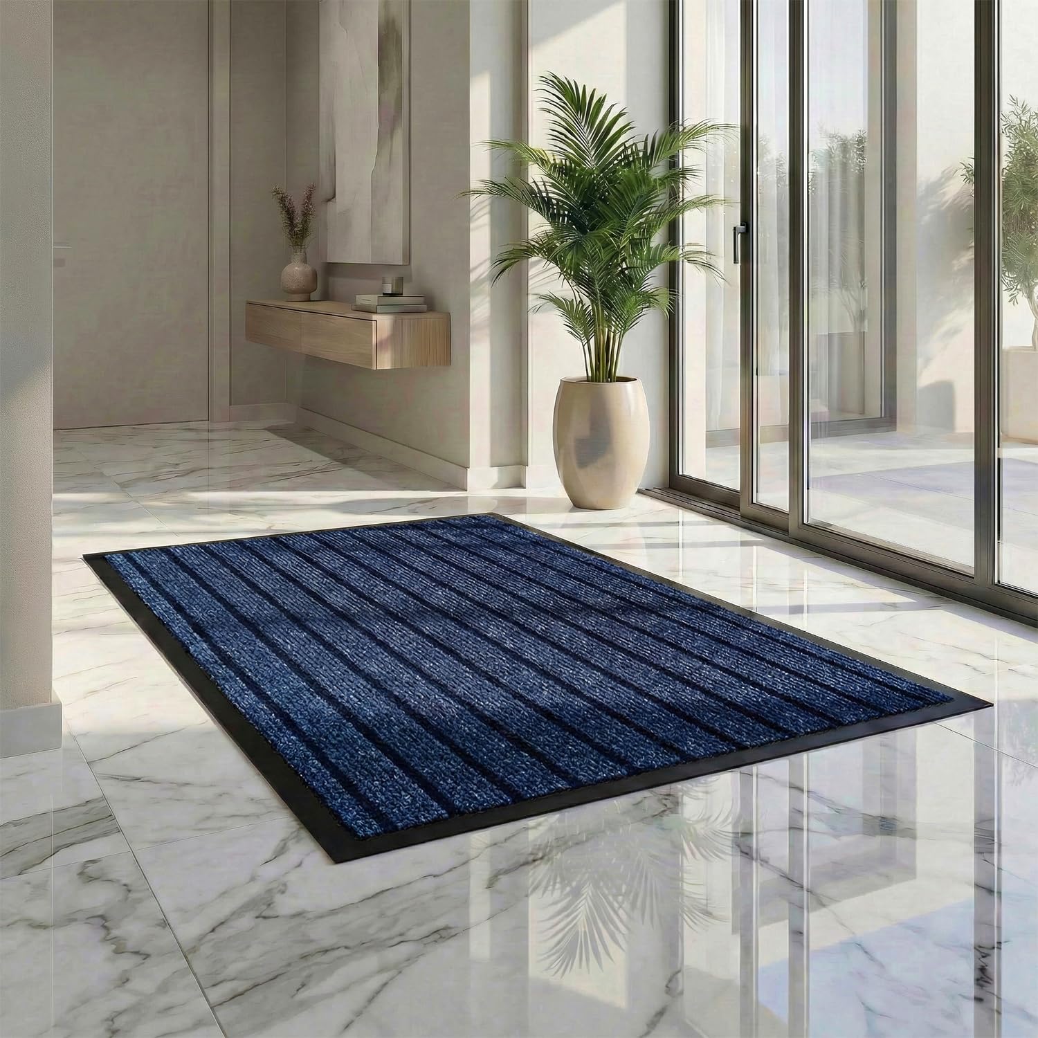 Cozy Haven Rubber Rug – Outdoor & Indoor Heavy Duty Washable Non-Slip Rug for Kitchen Garden, Inside & Outside Floor Mats, Waterproof and Dirt Trapper Entrance Rug (120x150 cm, Blue)
