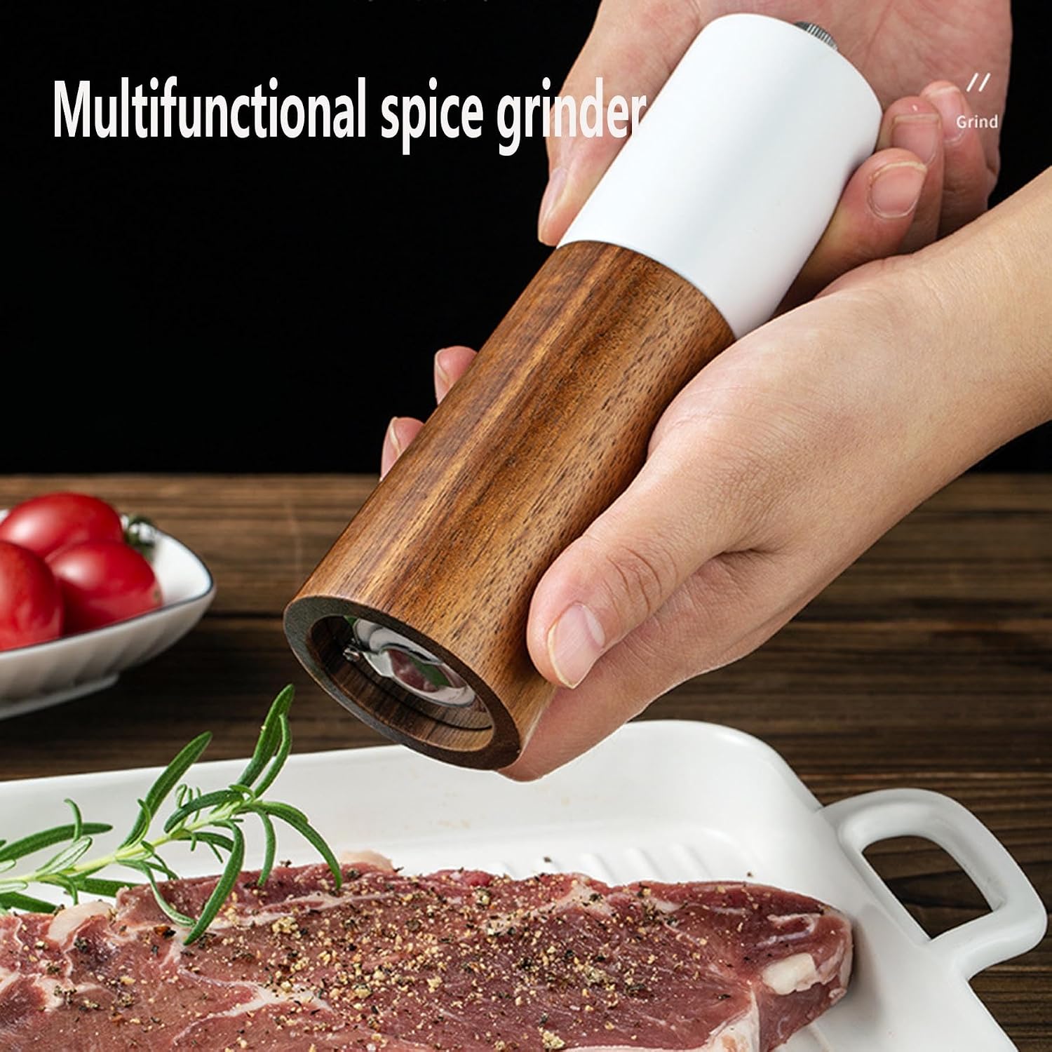 Wooden Salt And Pepper Grinder Set, 2 Pack Manual Salt and Pepper Mill Set, Acacia Wood Salt and Pepper Shakers Mills with Adjustable Coarseness, for Kitchen Gifting,Wood color,C