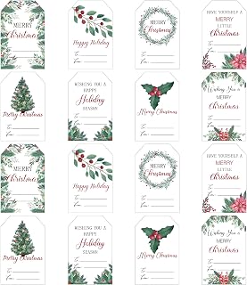 Haooryx Watercolor Plants Christmas Gift Tags - 160Pcs Christmas Gift Tag Stickers Watercolor Plants Christmas Labels Xmas to and from Adhesive Christmas Name Tag Present Box Package Decor (10Sheet)