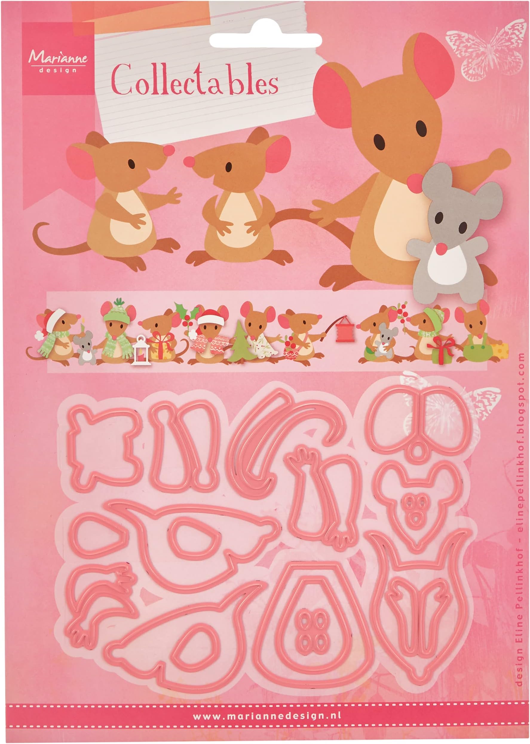 Collectables Eline's Mice Family Die, Metal, Pink, 21.1 x 15.5 x 0.2 cm