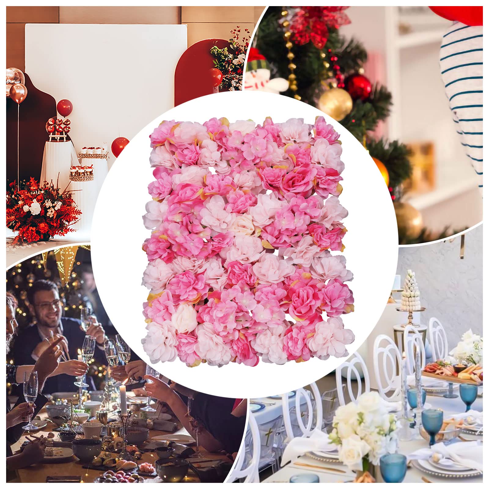 Künstliche Blumenwand 6PC Blumen Kunstblumen Rosenwand Gefälschte Blumenwand für Wohnzimmern Hochzeitsfotografie Hintergründe und Festliche Party Veranstaltungen Blumen Wand 60 × 40 cm