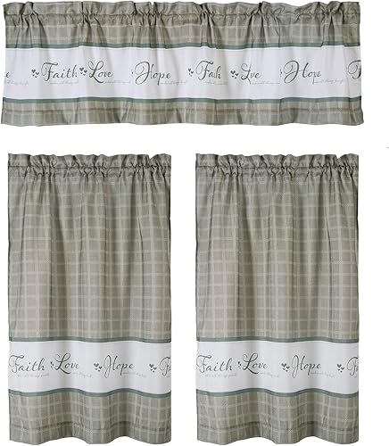 Miniatura 2 de Regal Home Collections Love, Hope, Faith - Juego de cortinas de cocina de 3 piezas, cortinas impresas para ventanas de cocina, paneles de cortina y