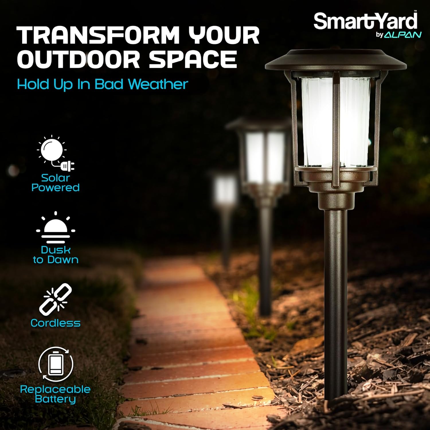 Solar Pathway Lights – Pack of 6, 6 Lumens, Warm White LED, Bronze Finish, Durable Die-Cast Aluminum & Stainless Steel with Glass Lens, Outdoor Garden Lighting, LED Solar Pathway Lights
