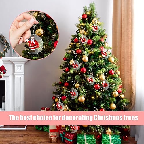 Miniatura 2 de 50 piezas de círculo acrílico transparente con agujero, 2.953 x 0.059 in, adornos acrílicos transparentes, hojas redondas de 3 pulgadas para