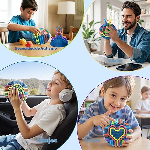 Miniatura 5 de Pelota de actividad sensorial con 24 cuerdas y soporte – Juguetes sensoriales para aliviar el estrés para niños, adolescentes, nietos, autismo