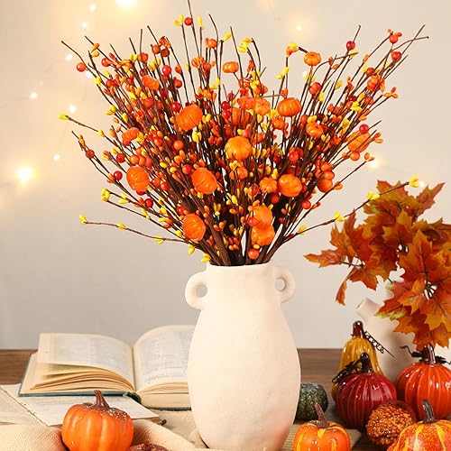 Yingzhao 12 piezas de palillos de bayas en forma de corazón, tallos de flores, plantas artificiales, tallos de bayas artificiales, ramas para el día