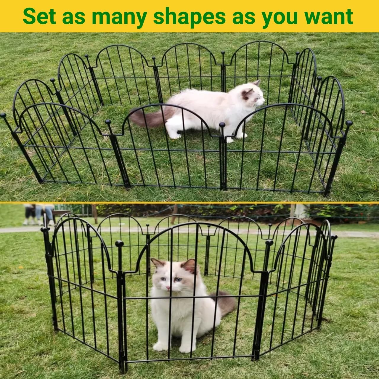 ecofynd 5 Pack Decorative Garden Fence 2ft(H) X 6ft(L), Rustproof Metal Wire Fencing Flower Bed Animal Barrier, Landscape Patio Yard Folding Ornamental Panel Border Edge Section for Dog Outdoor, GF5 - Image 6 thumbnail