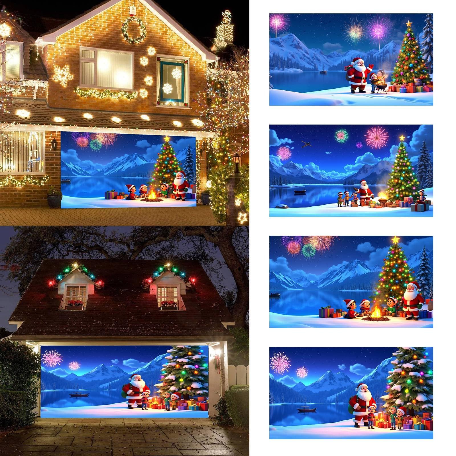 480 * 210cm Weihnachten Outdoor Garage Tür Banner Große Weihnachten Dekorative Tür Abdeckung Dekoration Urlaub Outdoor Garage Hause wand Dekoration E Weihnachtsdeko-1469
