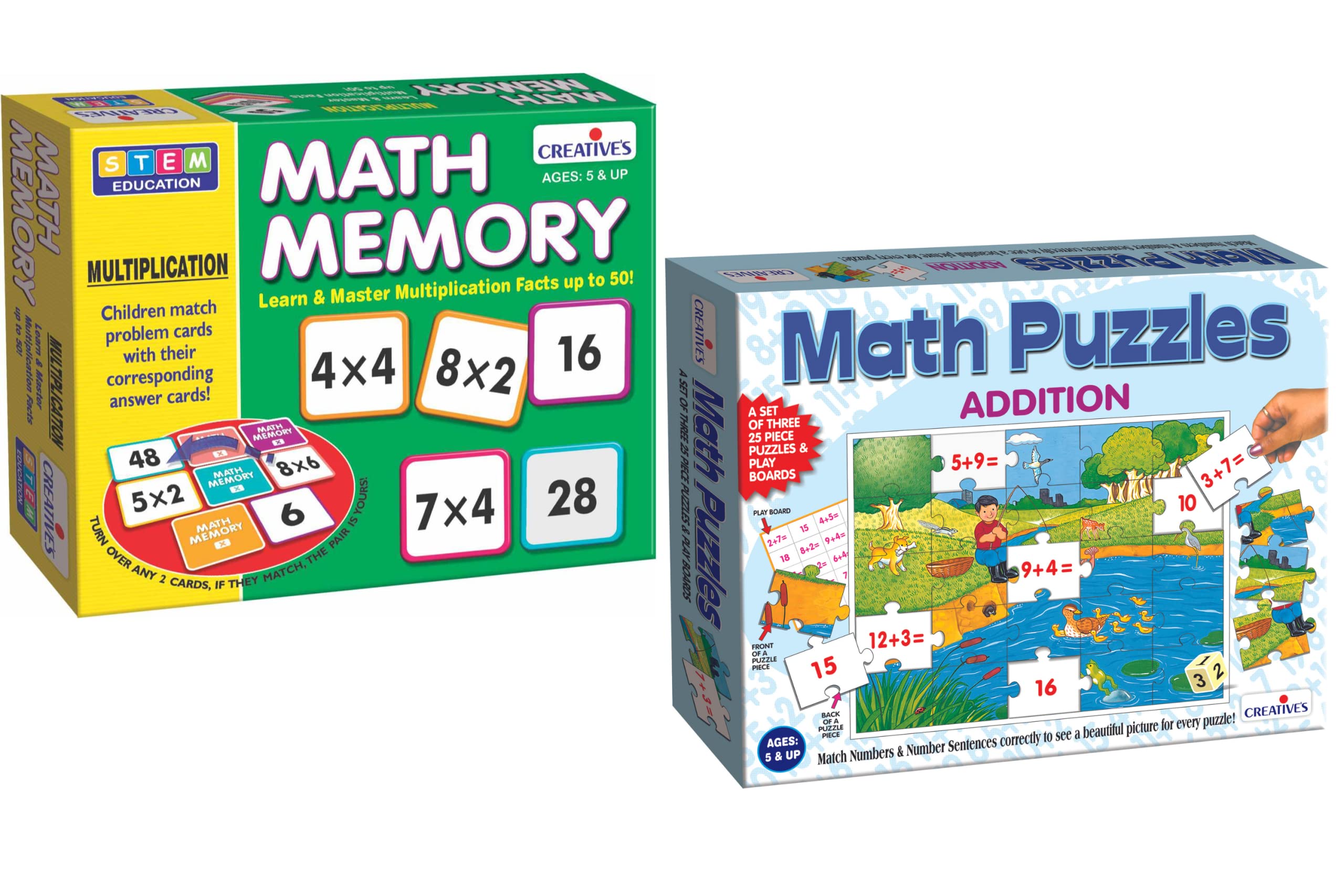 Creatives Math Memory Multiplication+ Math Puzzle Addition (Combo Pack)| Math Games for School Kids| Memory Games| Fun Learning Games|Educational Games for Kids 5 & Up (B09YDJXNGM) Amazon Price History, Amazon Price Tracker