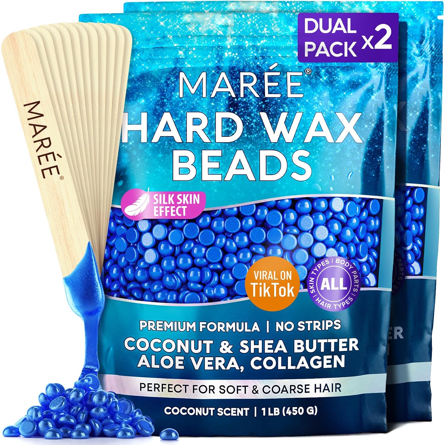 MAREE Hard Wax Beads Kit for Sensitive Skin - 450G