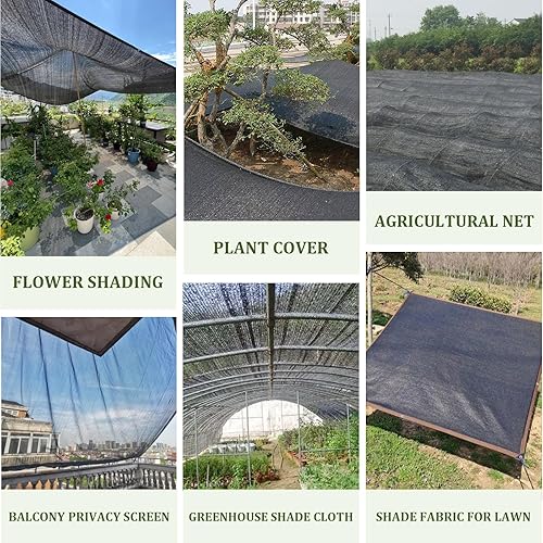 Miniatura 7 de Tela de sombra 90% negra, 10 x 20 pies, protector solar con ojales, cubierta de tela para sombra de jardín, lona de malla de polietileno de alta