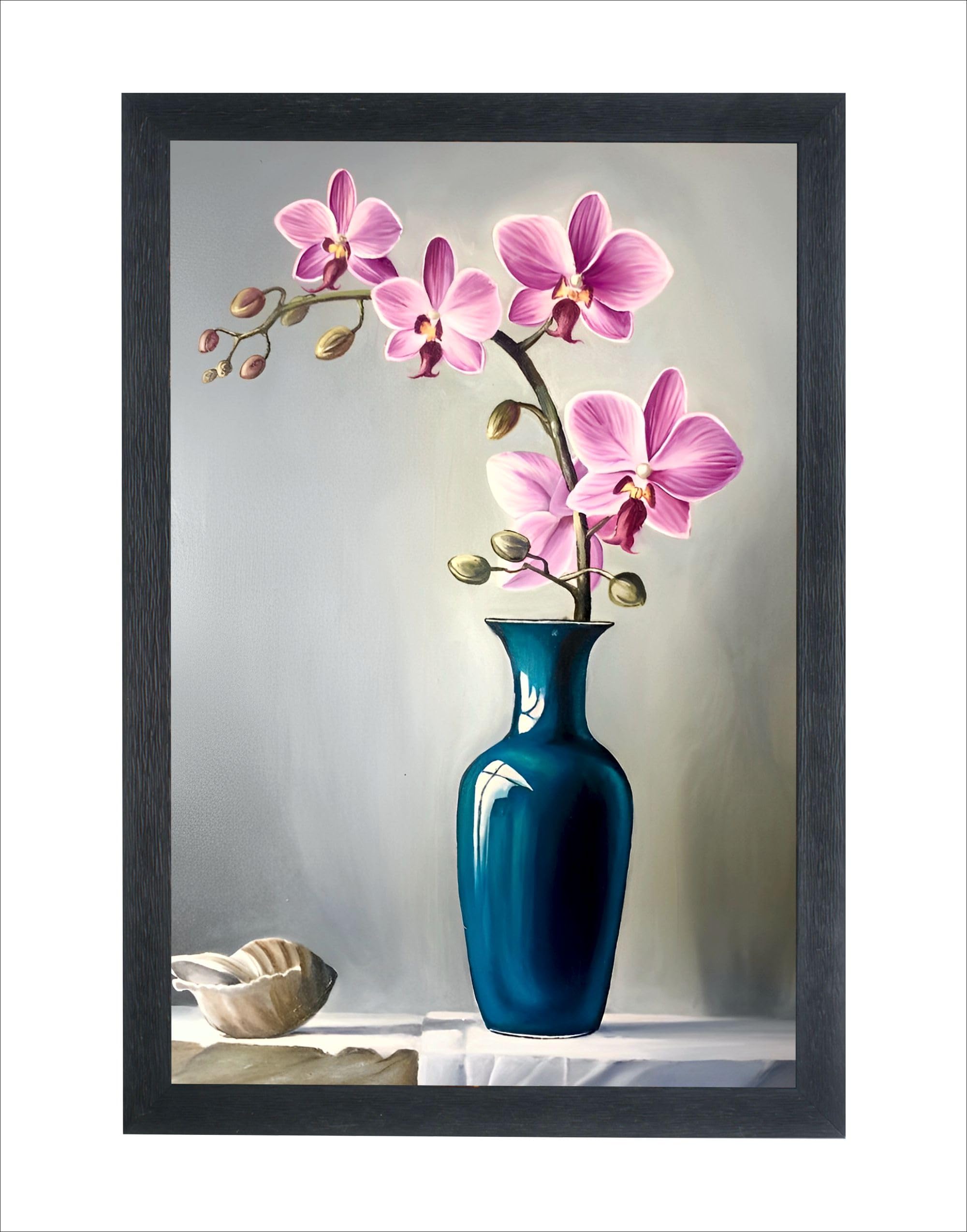 IT SOLUTION Wooden Frame Hand-Crafted with Photo of Flower size 14