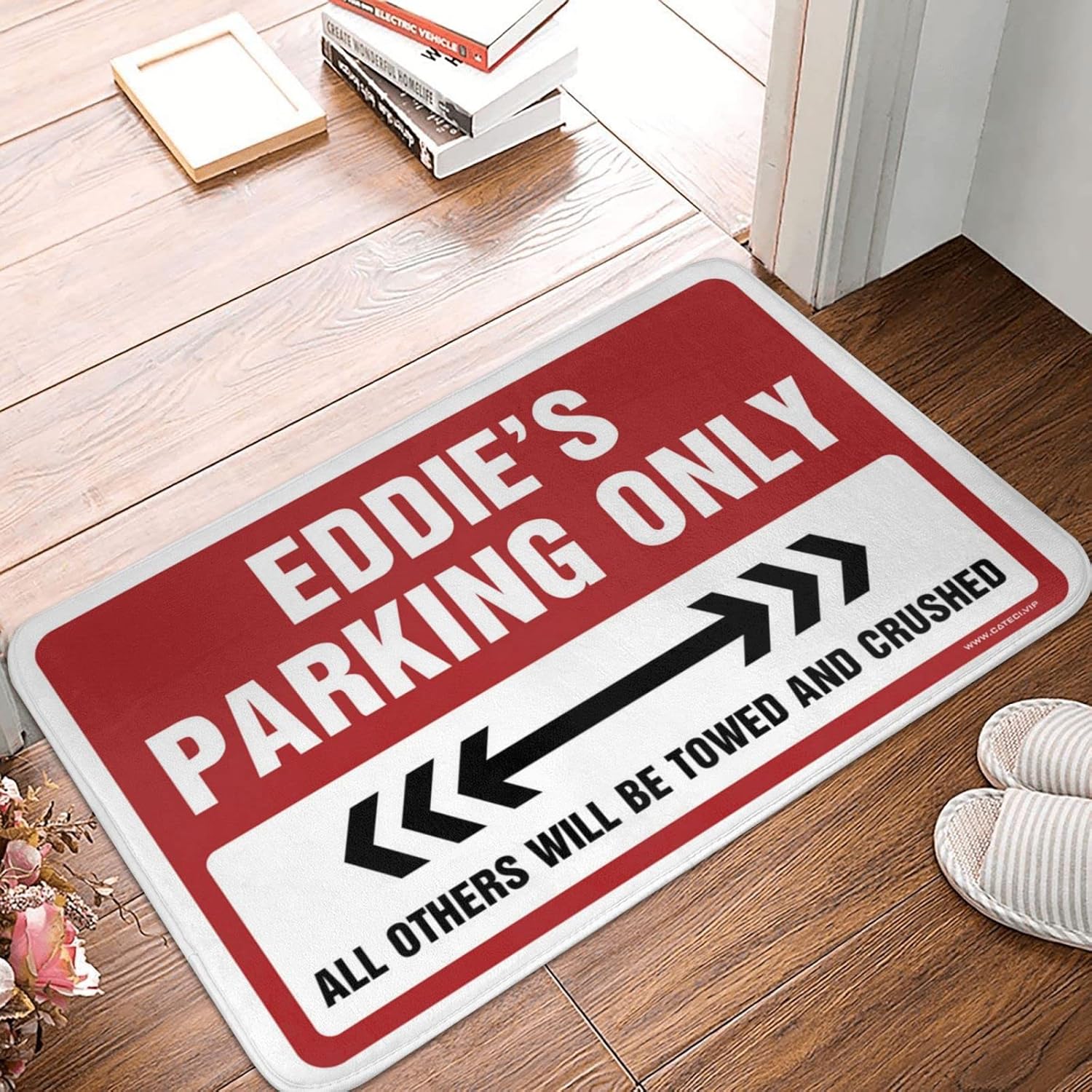 Sweet Home Mat Eddie's Parking Only Rug Entry Floor Mats Outdoor Front Door Rug(Size:65X90CM)