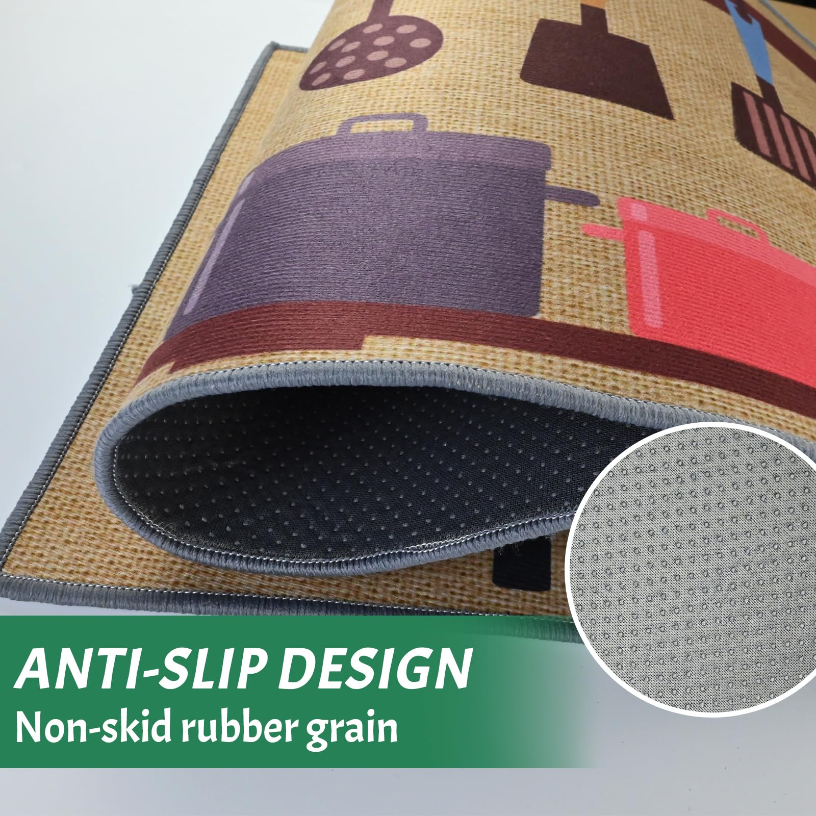 Lot De 2 Tapis De Cuisine Antidérapants Lavables Pour Cuisine, Couloir, Salon, Chambre à Coucher, Salle De Bain (Style E, 43x75+43x150cm