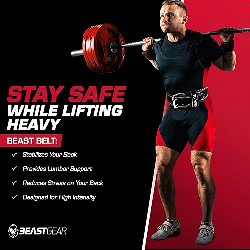 Miniatura 2 de Beast Gear Cinturón de levantamiento de pesas para mujeres y hombres, cinturón de cuero con soporte de espalda y núcleo para levantamiento de pesas,