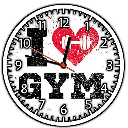 Babawill I Love Gym Round MDF Wooden Wall Clock Without Glass (28 cm x 28 cm x 1.5 cm)
