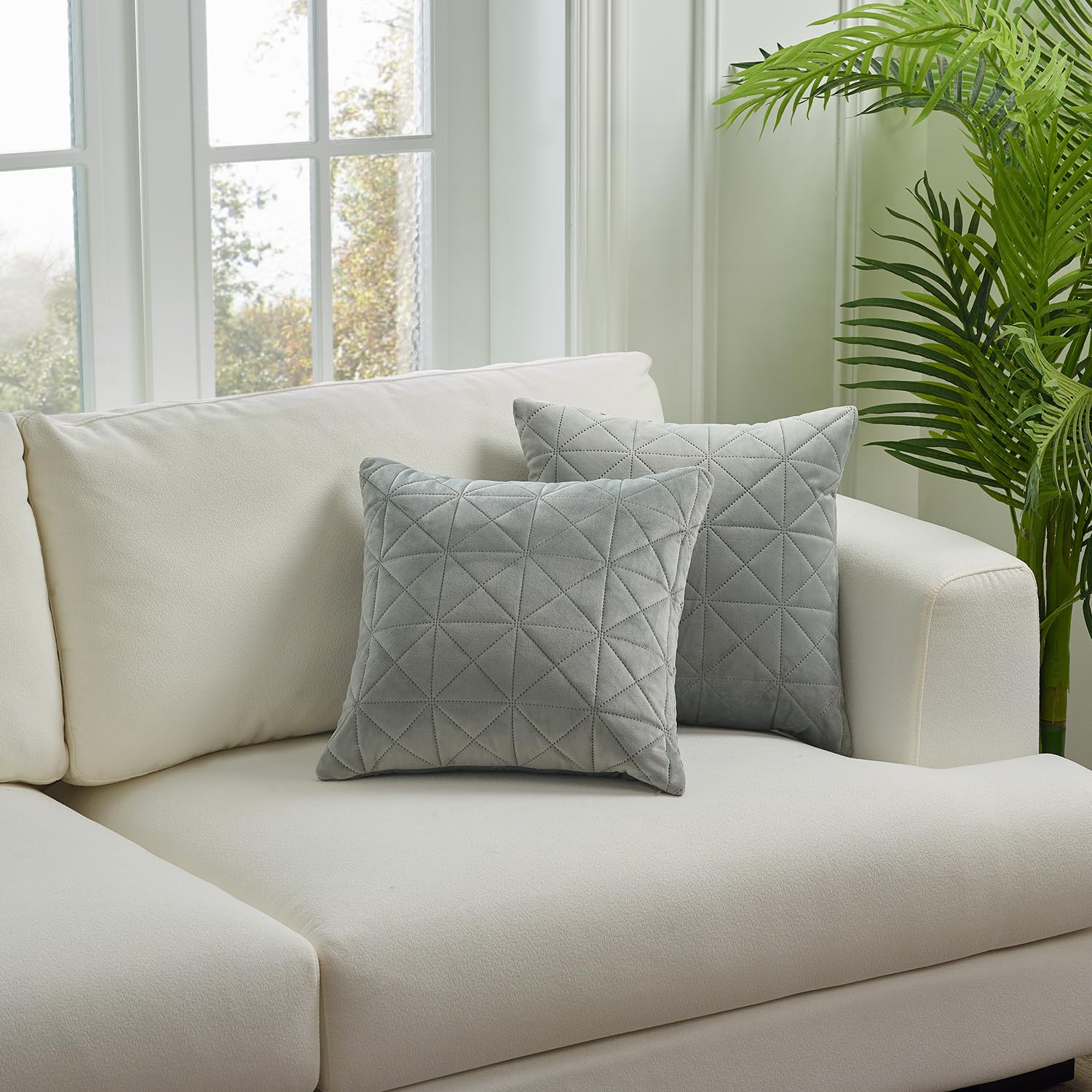 Photo 1 of Fall Pillow Covers, Velvet Decorative Fall Throw Pillow Covers 18x18 Inch Soft Grey Pillow Covers Modern Farmhouse Home Decor for Sofa Living Room Couch Bed Rust (Pack of 2) Grey 18*18