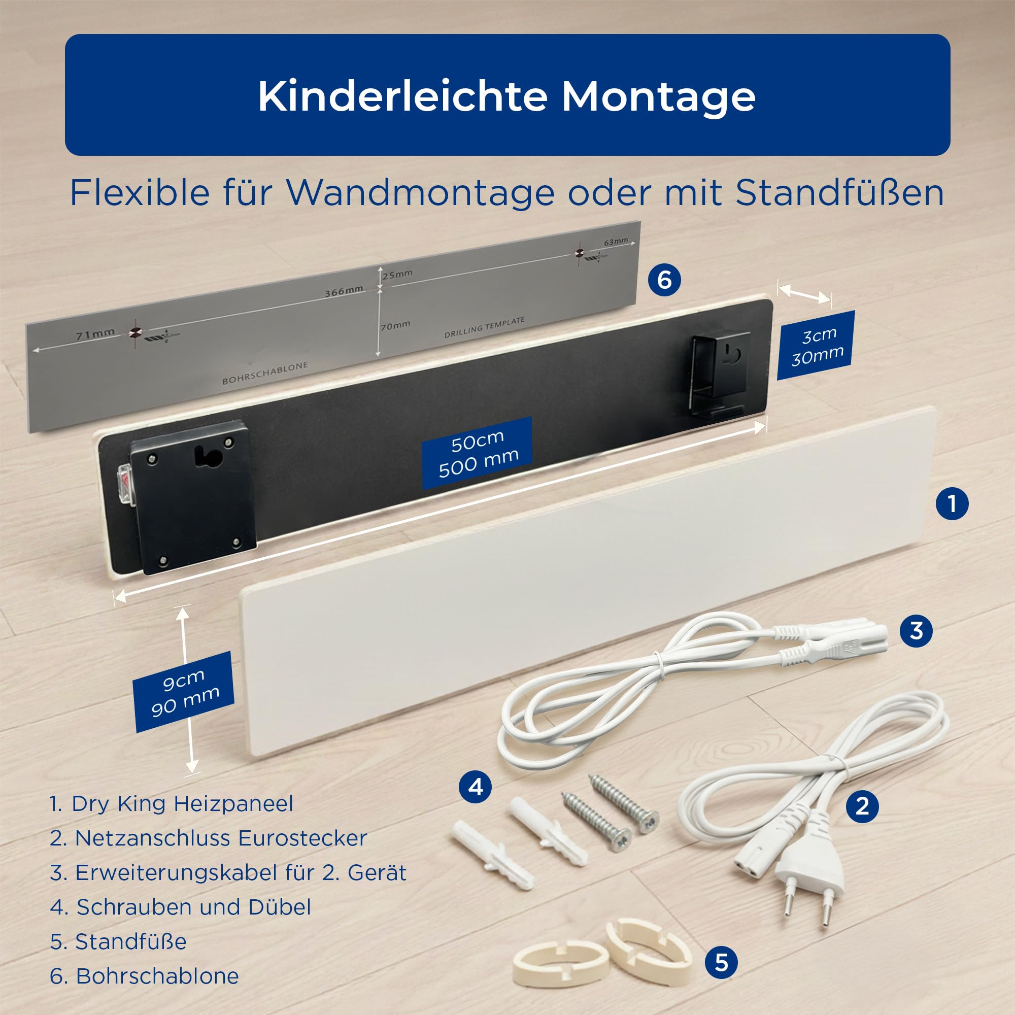 Wandheizung für feuchte Wände - effiziente Schimmel Heizung zur Wandtrocknung - kompakte Infrarot Wandheizung für ein gesundes Raumklima und langfristigen Schutz