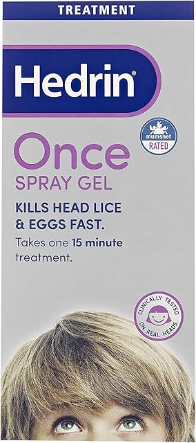 Hedrin Once Spray Gel, Head Lice Treatment, Nits Treatment, Kills Headlice and Eggs in 15 Minutes  100ml
