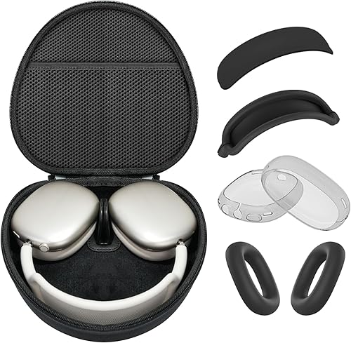 Miniatura 26 de [4 en 1] Funda de silicona para AirPods Max, funda transparente de TPU suave para los oídos, funda para almohadilla para los oídos, funda para la