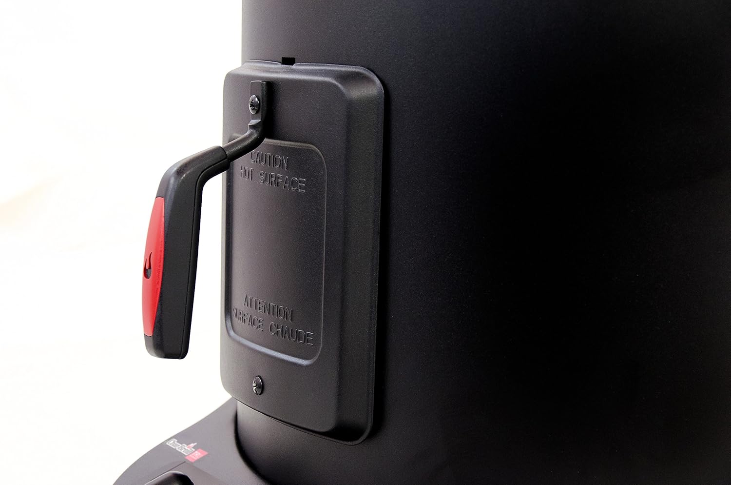 Close-up of external smoke box handle